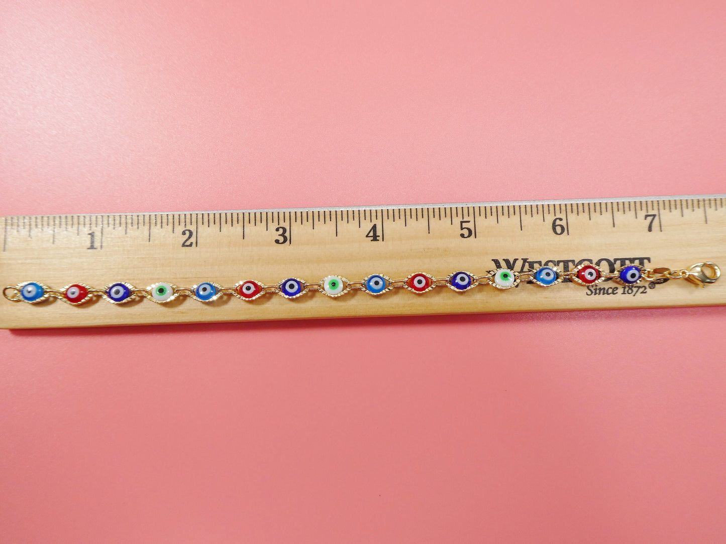 5.5 inch 18k gold filled multi color  EVIL EYE  baby bracelet