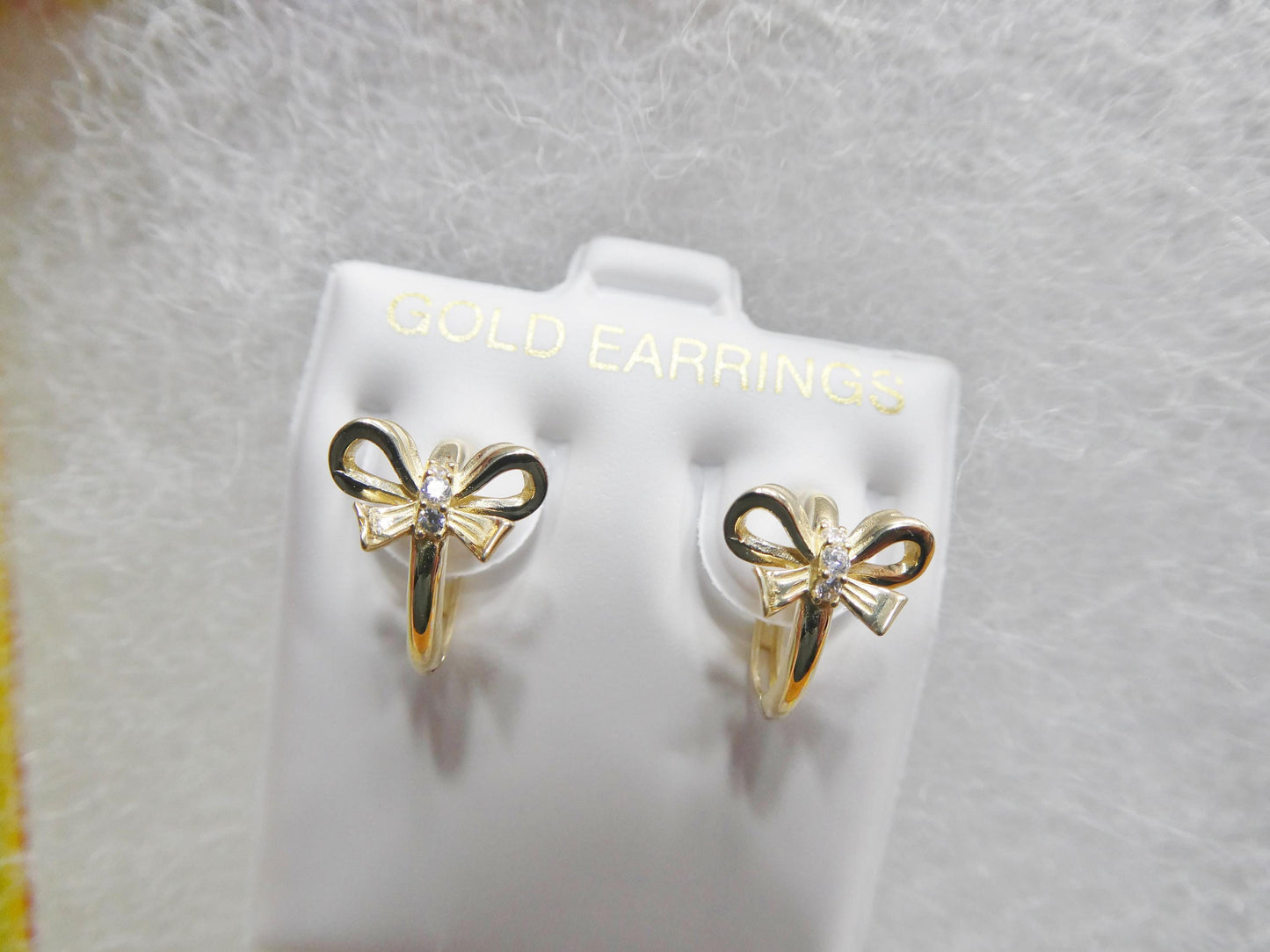 real 10k solid yellow gold bow designer earrings