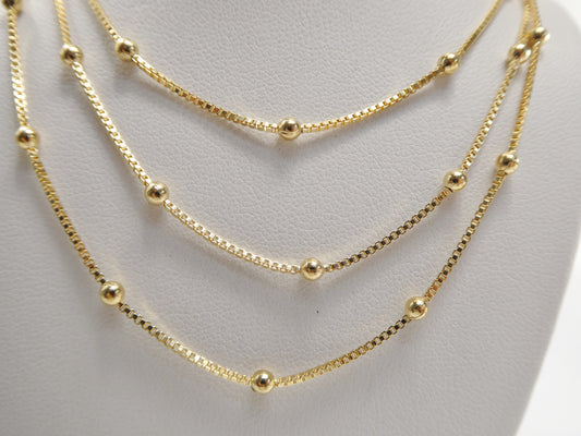 14k gold filled yellow gold box ball chain necklace