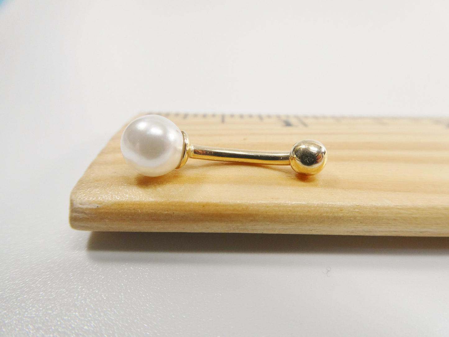 14k real solid yellow gold freshwater pearl belly button ring piercing
