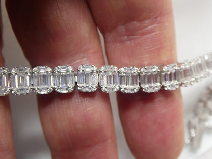 Real 925 Sterling Silver Tennis Baguette 7 Inch Bracelet