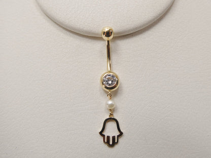 14k Real Solid Yellow Gold Mother of Pearl Turtle Belly Button Ring Piercing