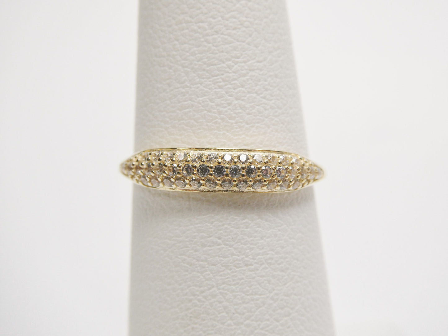 real 10k solid yellow gold women's classic micro pave setting ring