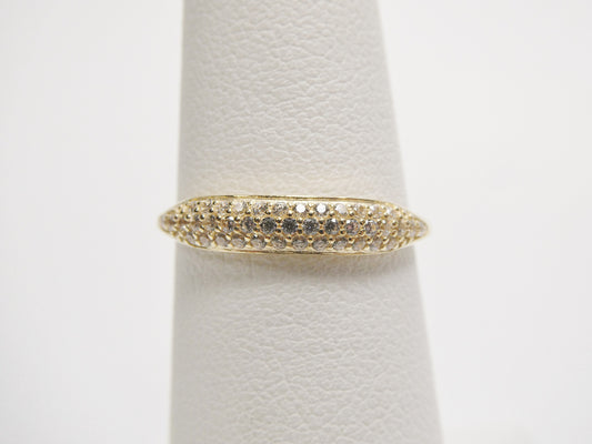 real 10k solid yellow gold women's classic micro pave setting ring