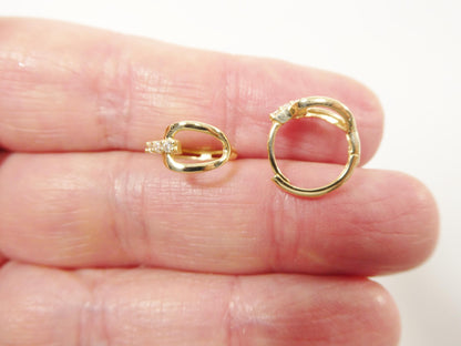 Real 10k Solid Yellow Gold Buckle Hoop Huggie Earrings