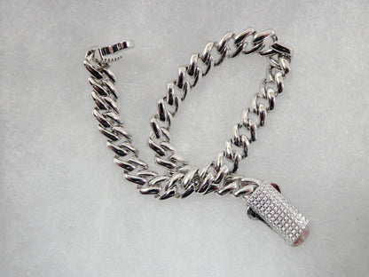 Real 925 Sterling Silver 7mm Solid Monaco Style 14k White Gold Color Finish