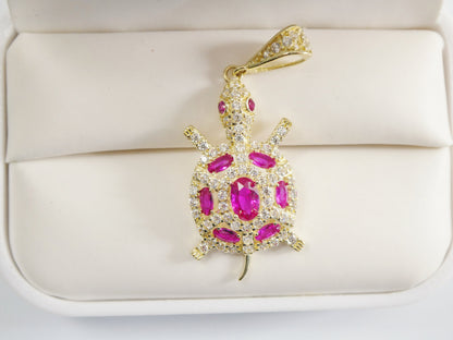14k Real Solid Yellow Gold Turtle Charm Pendent