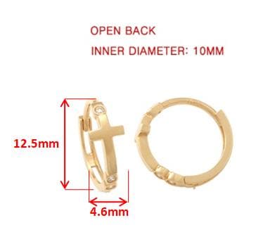 real 10k solid yellow gold designer cross earrings