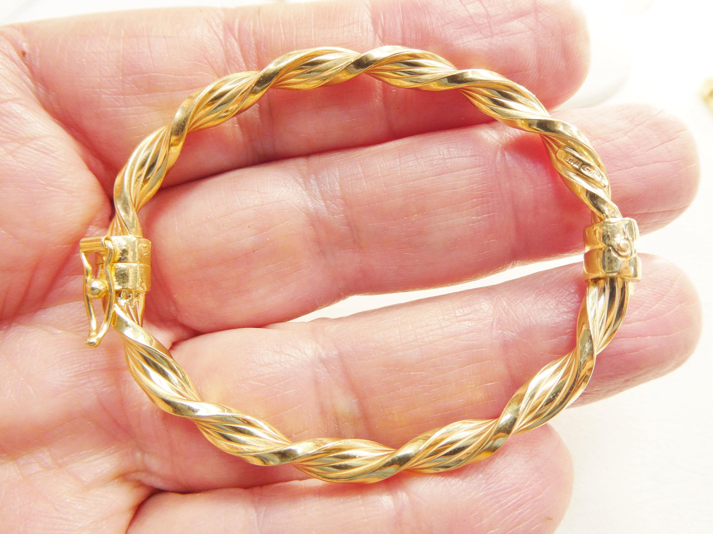 925 sterling silver baby children twist bangle bracelet yellow gold color finish