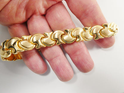 Real 925 Sterling Silver Large Stampato Set Necklace and Bracelet 14k Gold Color Finish