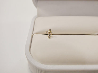 14k Real Solid Yellow Gold Cross Nose Ring
