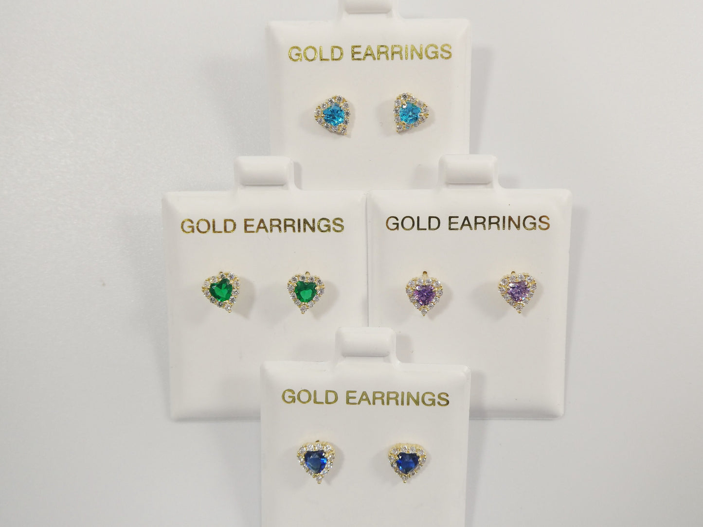 10k real solid yellow gold screw back children birth stone earrings heart shape