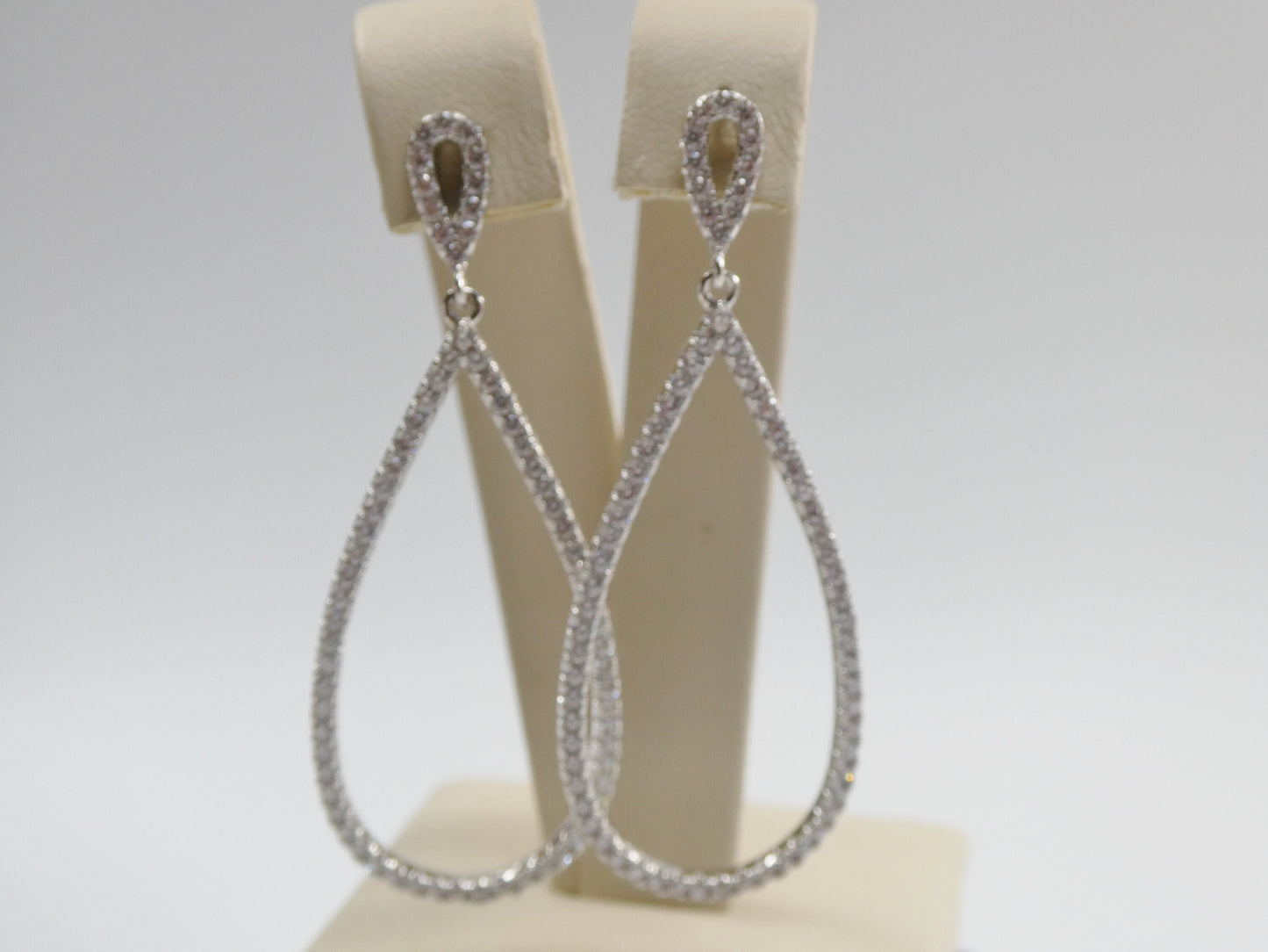 real 925 sterling silver micro pave setting 14k white gold color finish drop earrings
