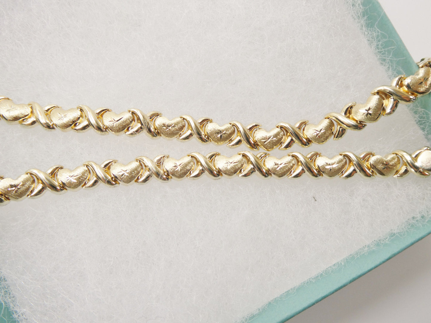 real 10k solid yellow gold 5.5/ 6.5 inch children/women xo heart bracelet