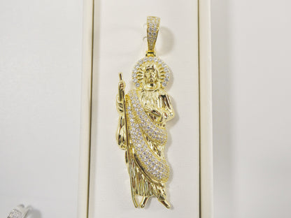 Real 925 Sterling Silver Large St. Jude Medallion Pendent