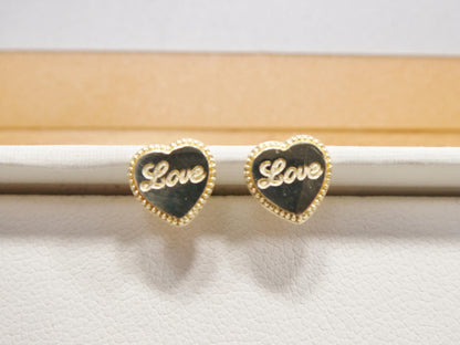 Real 10k Solid Yellow Gold Heart Love Push Post Earrings