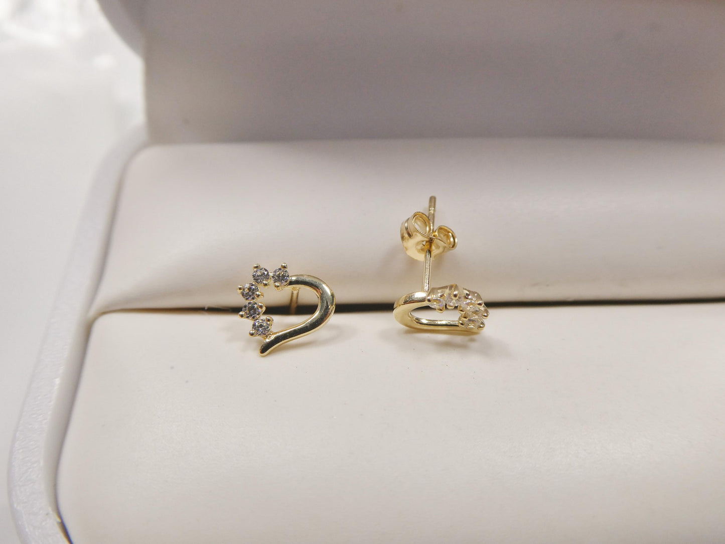 10k real solid gold heart micro fave setting push back earrings