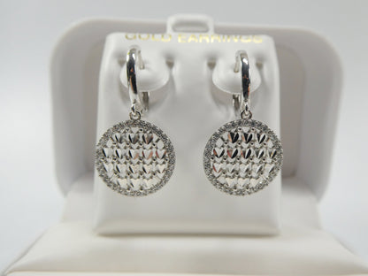10k Real Solid Yellow Gold Circle Drop All Tiny Heart Huggie Earrings
