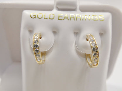 Real 10k Solid Yellow Gold CZ Earring/cartilage Daith Hoop Huggie Earrings