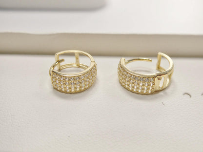 Real 10k Solid Yellow Gold Designer Hoop Huggie Earrings