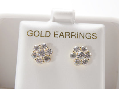 Real 10k Solid Yellow Gold 8mm Flower Push Post Stud Earrings