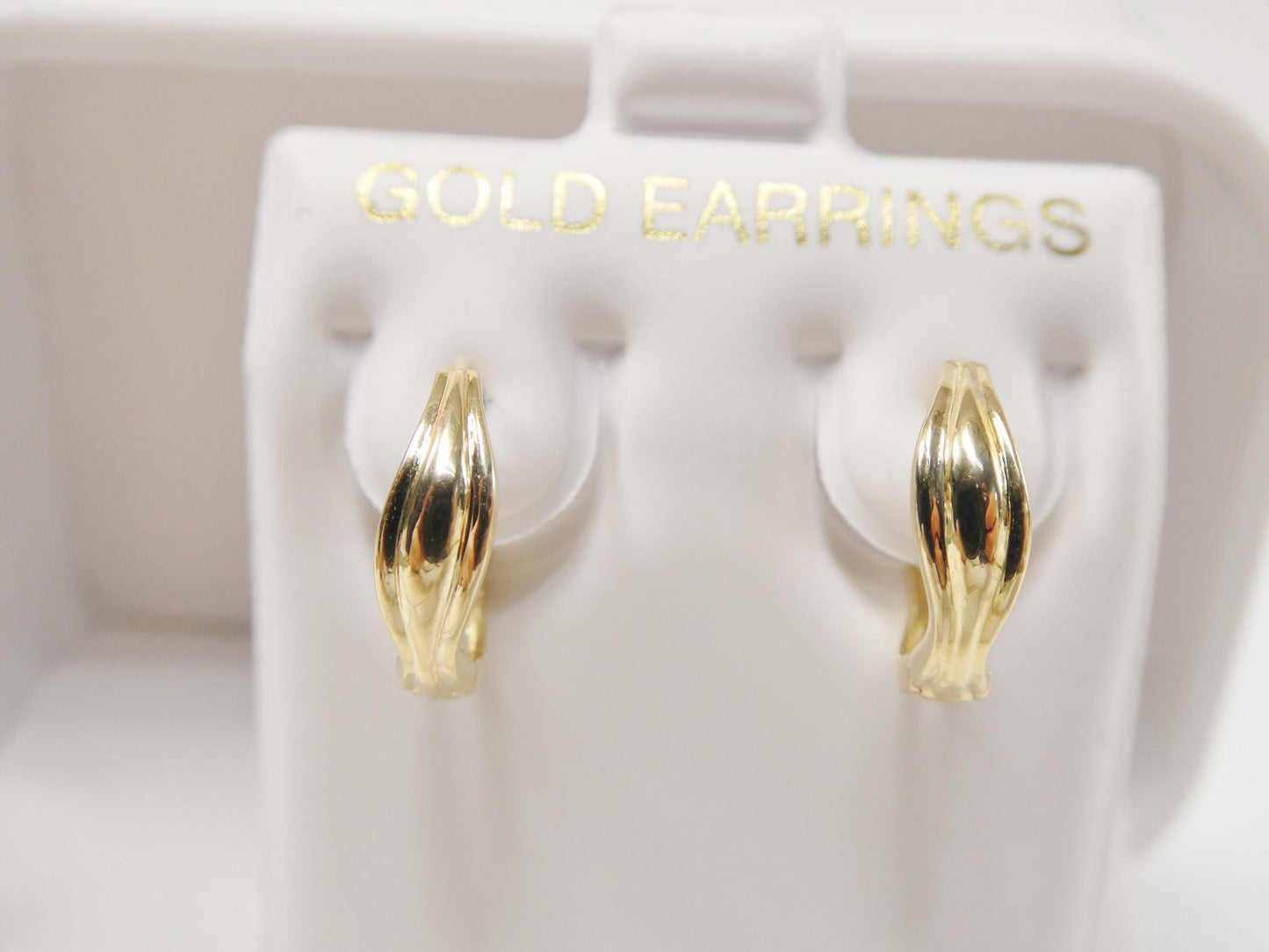 real 10k solid yellow gold designer hoop huggie earrings