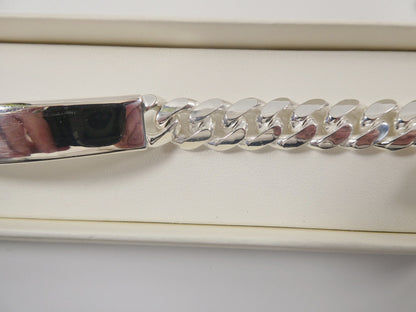 9 Inch Real 925 Sterling Silver Heavy Solid Curb Men ID Bracelet