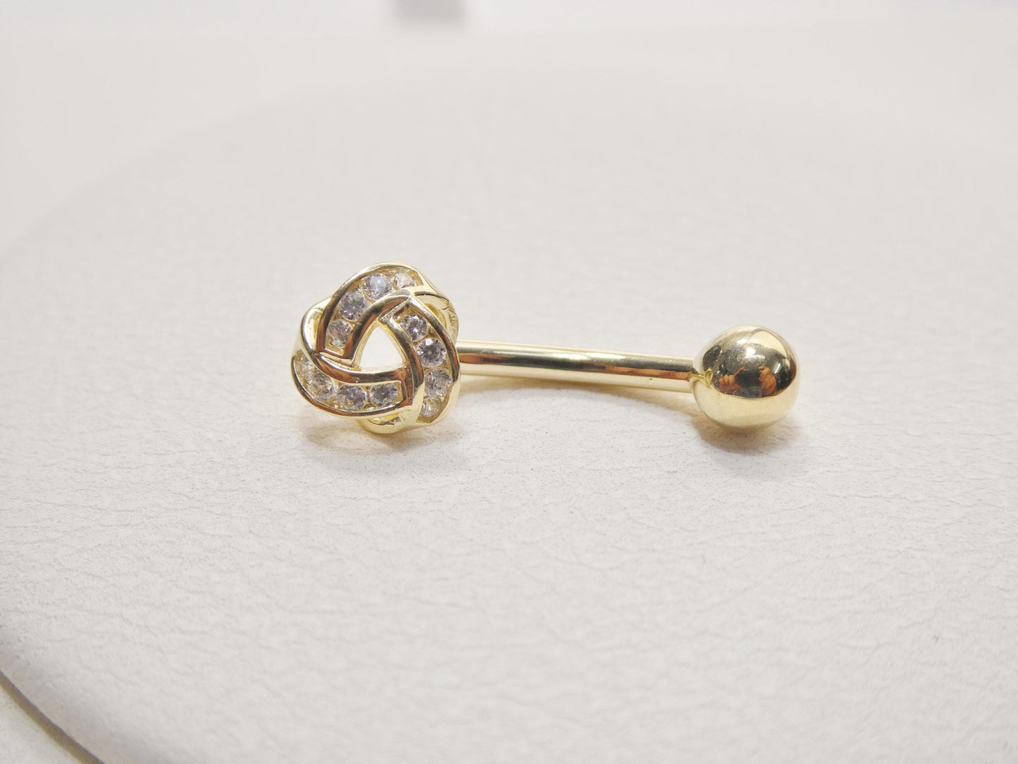 14k real solid yellow gold love knot belly button ring piercing