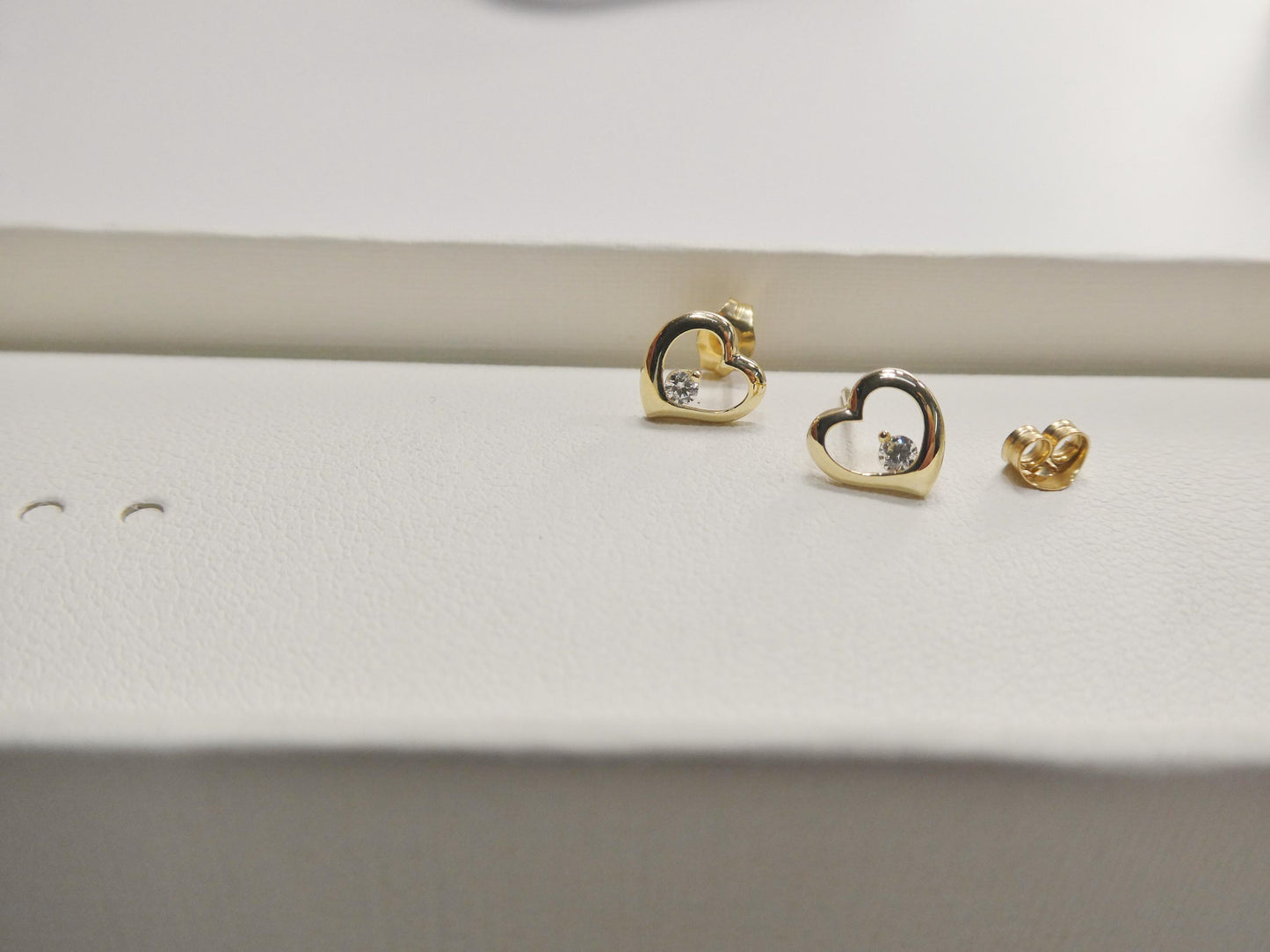 real 10k solid yellow gold heart push post earrings