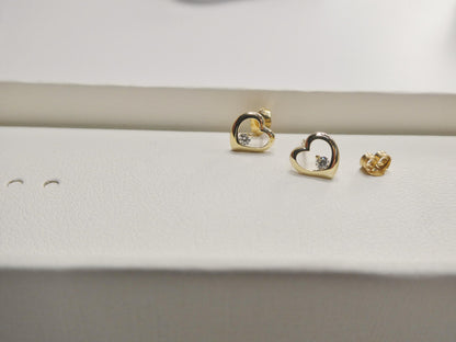 Real 10k Solid Yellow Gold Heart Push Post Earrings