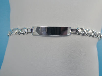 Real 925 Sterling Silver 6 Inch XOXO Naby ID Nracelet