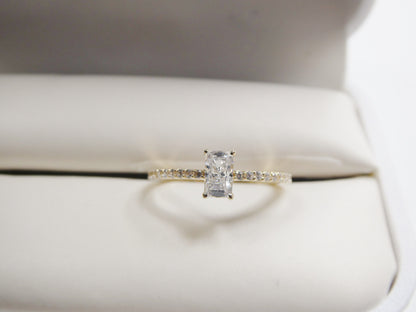 Real 10k Solid Yellow Gold Women's Classic Micro Pave Setting Ring