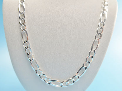 Real 925 Sterling Silver 4.5mm Italian Concave Figaro Solid Chain Lobster Lock Clasp