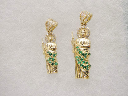 14k Real Solid Yellow Gold Saint Jude Charm Pendent