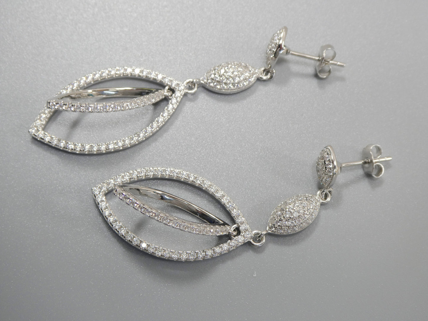 real 925 sterling silver micro pave setting 14k white gold color finish drop earrings