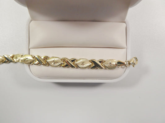 real 10k solid yellow gold xoxo hugs and kisses 7 inch and 8 inch stampato bracelet