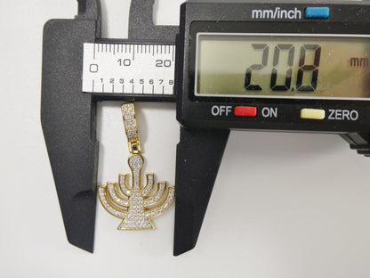 Real 925 Sterling Silver Menorah Full Stone Setting Pendent