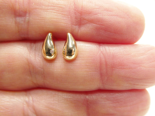 real 10k solid yellow gold teardrop push post earrings