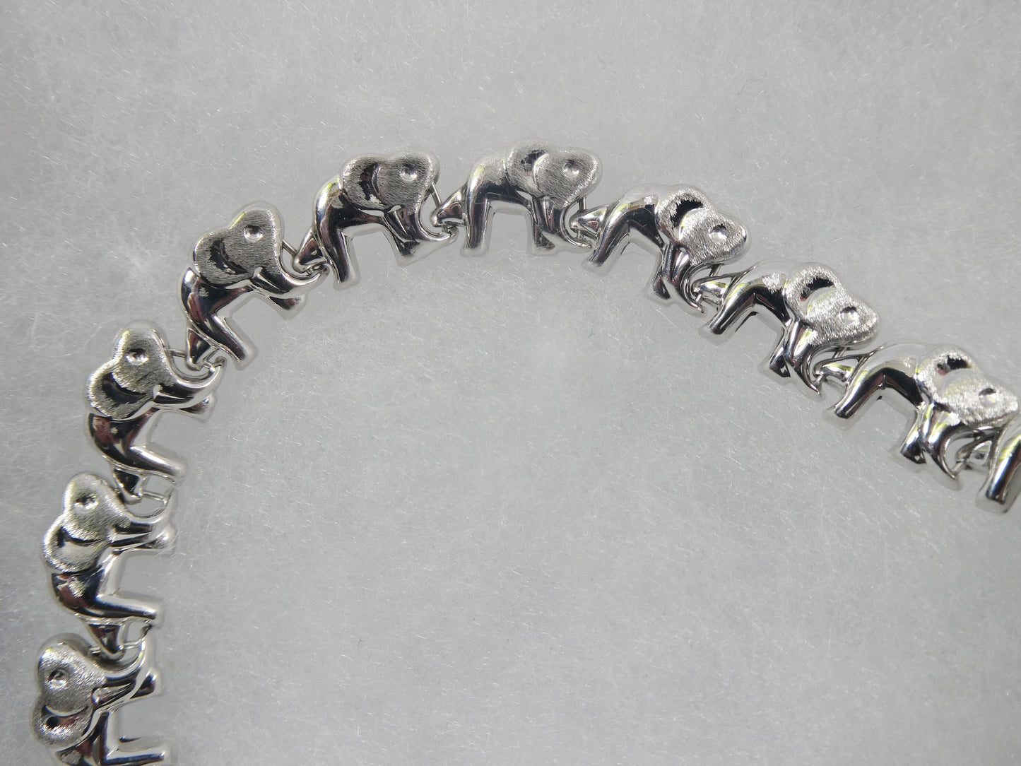 Sterling Silver Elephant Bracelet: 14k White Gold Finish