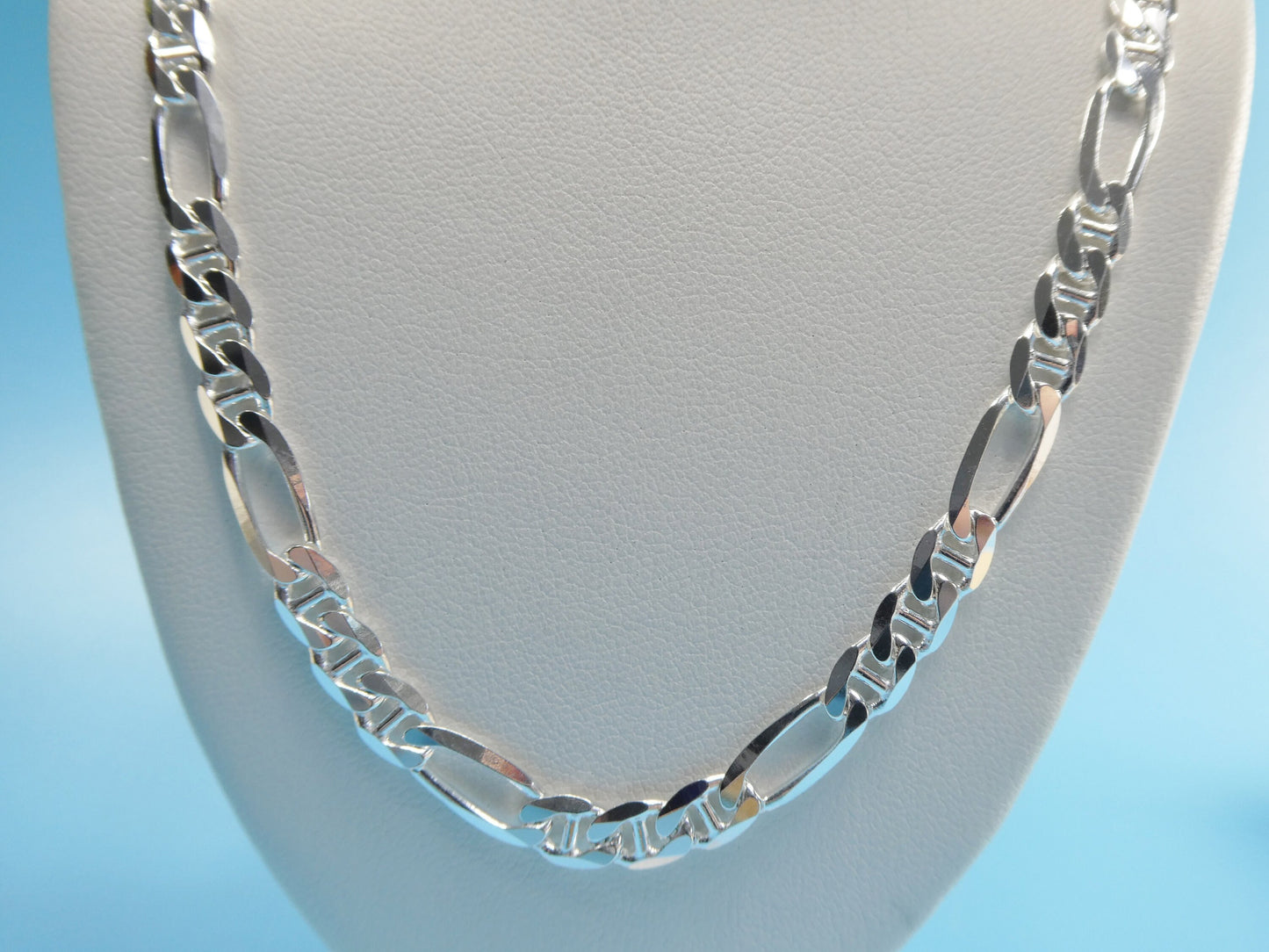 new style real 925 sterling silver 5.5MM Italian figaro / mariner solid chain lobster lock clasp