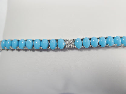 7 Inch Real 925 Sterling Silver Turquoise Tennis Bracelet