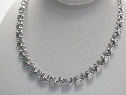 Real 925 Sterling Silver Elephant Stampato Set /Necklace/Bracelet 14k White Gold Color Finish