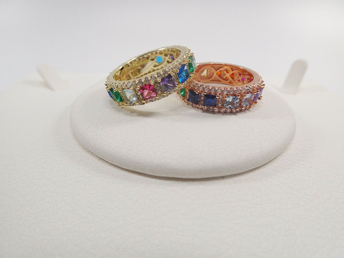 Sterling Silver Anniversary Band, Rainbow Multi Color Ring