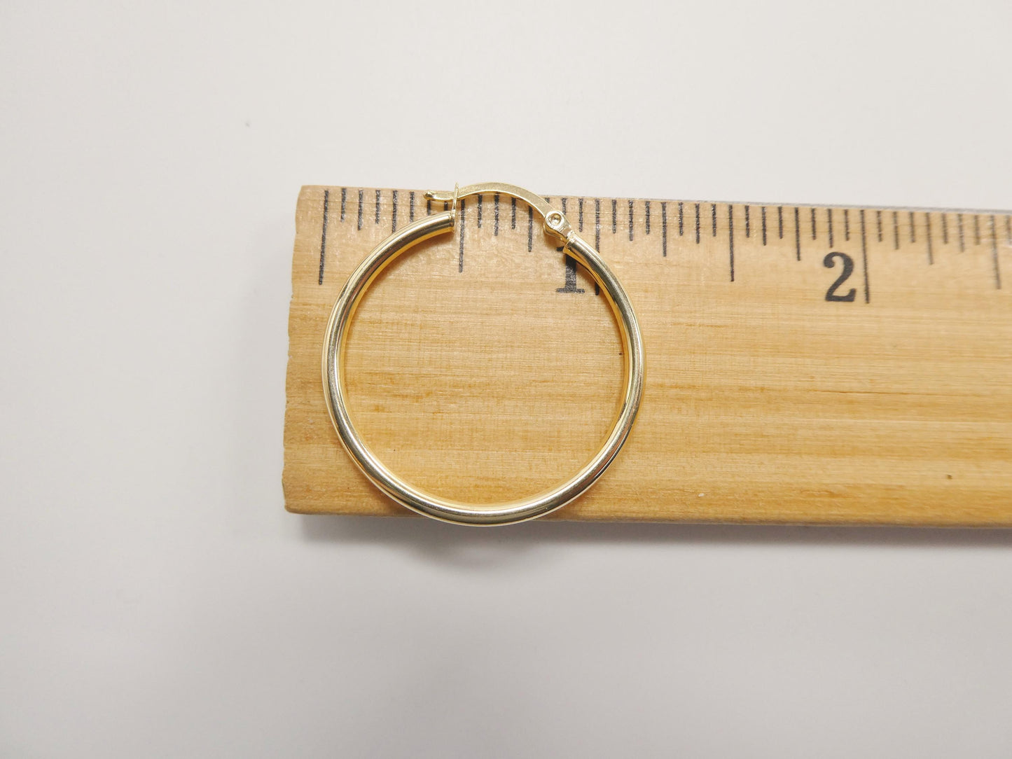 real 10k solid yellow gold plain high polish 25 / 30mm hoop huggie earrings