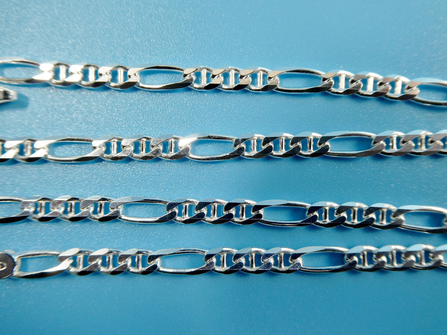Sterling Silver Italian Figaro Mariner Chain - 3.6MM Solid Necklace
