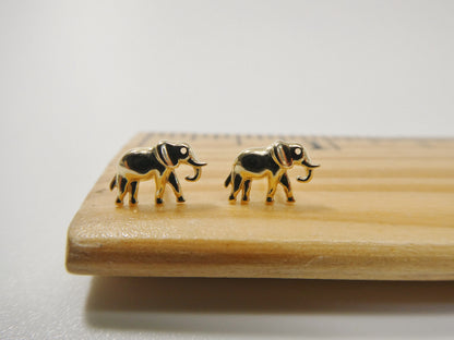 Real 10k Solid Yellow Gold Tiny Elephant Stud Earrings Dainty