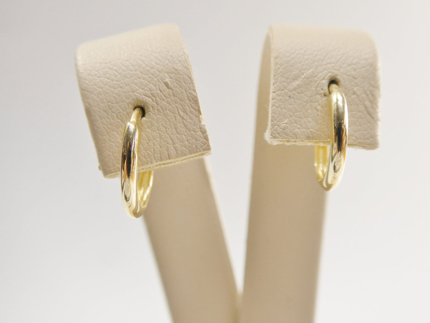 real 10k solid yellow gold 12mm high polish plain hoop huggie earrings