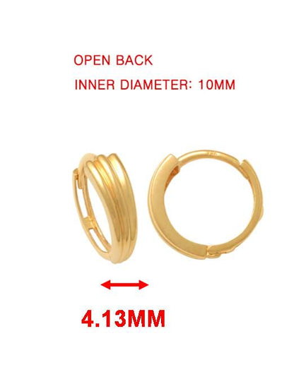 Real 10k Solid Yellow Gold Designer Hoop Huggie Earrings
