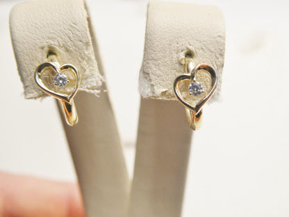 Real 10k Solid Yellow Gold Designer Heart Earrings