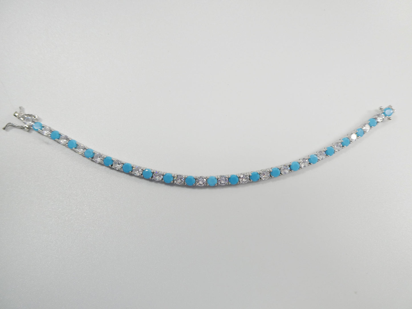 4mm 7 Inch turquoise tennis bracelet real 925 sterling silver